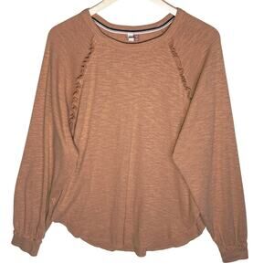 ANTHROPOLOGIE PILCRO Women’s Diana Ruffled Raglan Thermal Top Rust